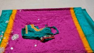 Vibrant Saree with Embellishments