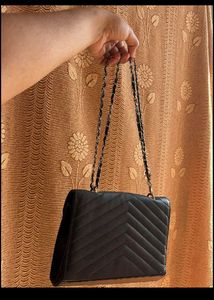 Black Handbag with Chain Detail