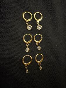 Gold Tone Dangle Earrings with Clear Stones