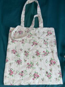Floral Print Canvas Tote Bag