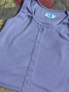 Lavender Button-Up Tank Top