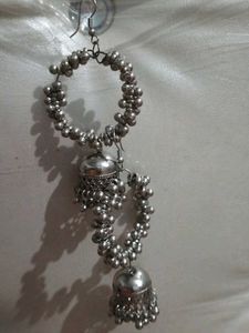 combo offer Elegant Silver Jhumkas / Emerald Ear