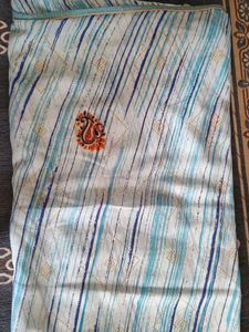 Blue & White Striped Cotton Dress Material
