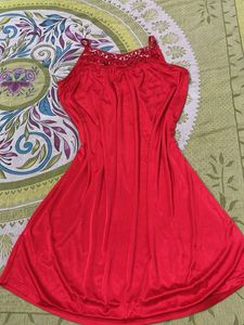 luxury wedding Red Satin Nightdress with shrug
