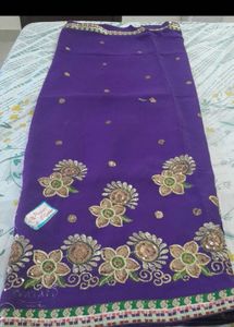 Purple Embroidered Saree