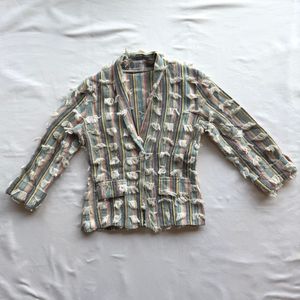 Clothes on My Mind - Striped Fringe Blazer