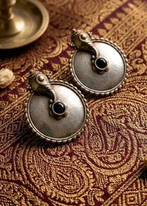 Exquisite Oxidised Silver Jhumka Earrings