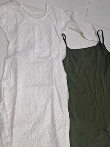 White Embroidered Kurta with Camisole