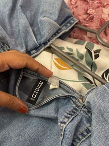 Denim Puff Sleeve Square Neck Dress