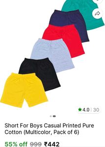 6-8 Yrs Half Pants Shorts For Boys
