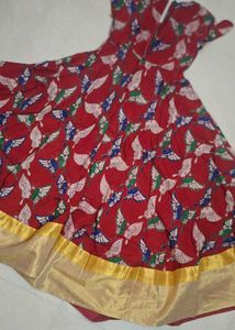 Stunning Maroon Butterfly Print Ethnic Gown