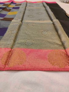 Multicolor Checked Banarasi Organza Saree