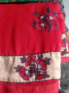 Elegant Red Embroidered Saree