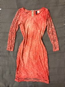 Coral Lace Sheath Dress