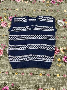 Navy & White Striped Knit Vest