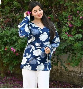 Blue Floral Print Kurta