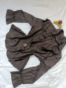 Vintage Ruffled Brown Blouse