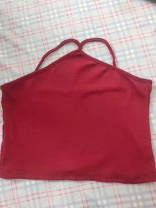Stylish Red Halter Neck Crop Top