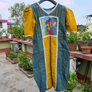 fabric Printed embroidery Kurta