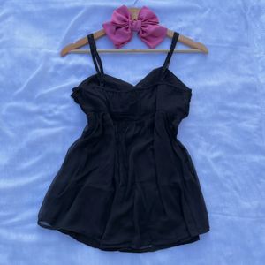 Y2K Babydoll Black Cami Top