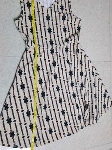 Cream Printed Fit &amp; Flare Dress
