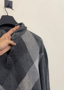 Men's Grey Checkered Polo Shirt