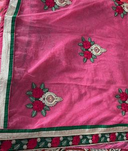 Pink Embroidered Saree