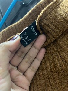 Brown Ribbed Flare Leggings