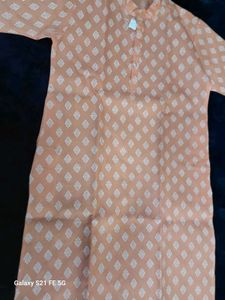 Peach Printed Kurta with Pants