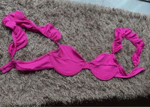 Hot Pink Ruffle Bikini Top