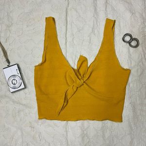Mustard Yellow Tie-Front Tank Top