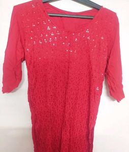 Stunning Red Sequinned Kurta