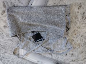 Sparkly Silver Bikini Top
