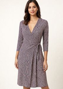 Patterned Wrap Dress🩵
