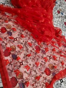 Beautiful Butterfly Net saree in Red ♥️🔥