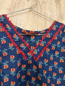 Chic Blue Floral Kurta farshi salwar dupatta set