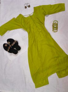 Bright Lime Green Floral Embroidered Suit