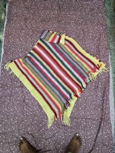 Cozy Striped Knit Poncho
