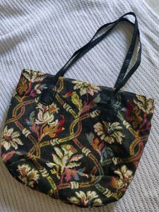 Vintage Floral Tapestry Tote Bag(jute)