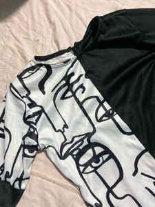 Abstract Face Print Maxi Dress