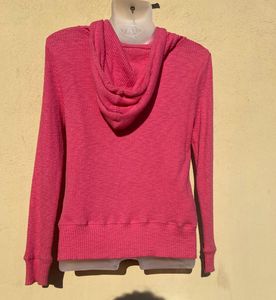 Knitted Pink Zip-Up Hoodie