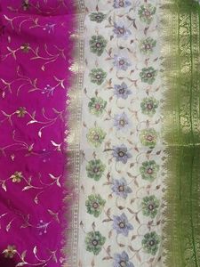 Elegant Pink Floral embroidered saree