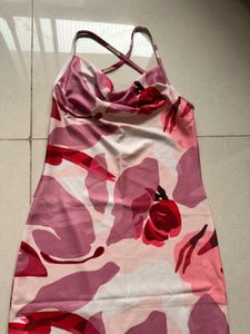 Flowy Pink Floral Print Spaghetti Strap Dress