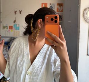 Boho Layered Pearl & Gold Earring Chain
