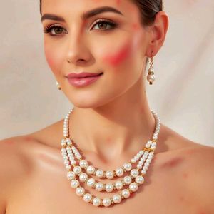 Elegant Pearl Necklace &amp; Earring Set