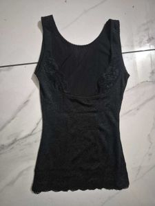 Black Lace Trim waist snatching top