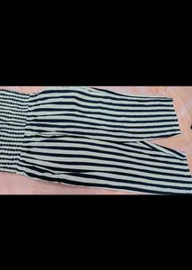 Striped Smocked Jumpsuit with Tie Shoulders