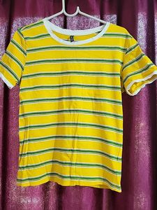 Ajile By Pantaloons Yellow Striped Tshirt