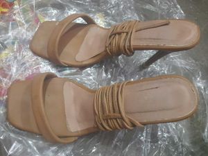 Stylish Tan Strappy Stiletto Heels
