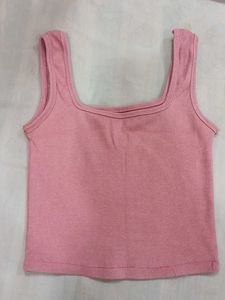 Cute Pink Square Neck Tank Top
